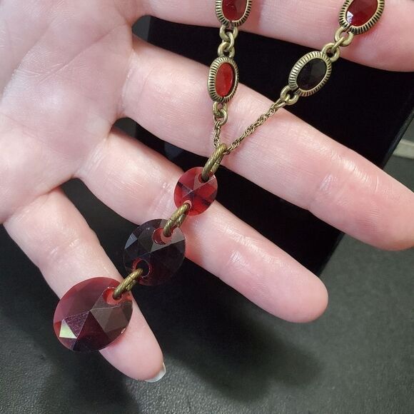 **Sale** Avon gold tone red beaded matching necklace and earring - Picture 7 of 8